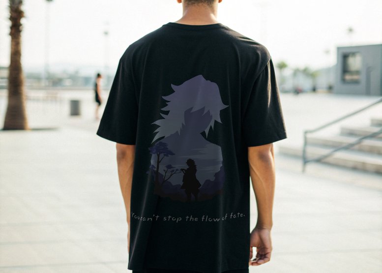 ๐ Flow of Fate Oversized T-Shirt โ Demon Slayer Water Hashira Edition