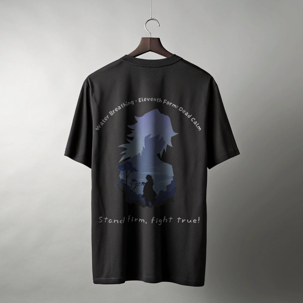 🌊 “Water Breathing: Dead Calm” Oversized T-Shirt – Demon Slayer Water Hashira Edition