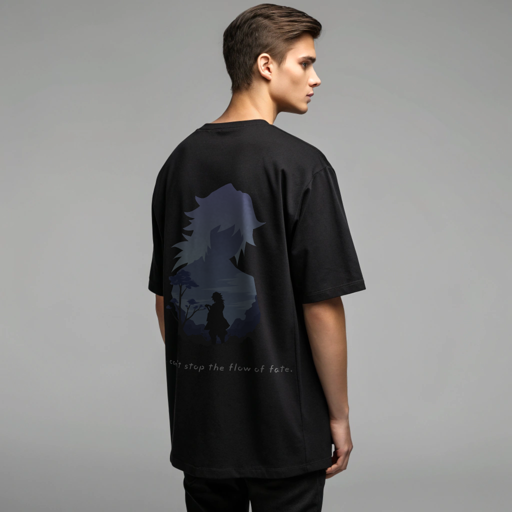 🌊 Flow of Fate Oversized T-Shirt – Demon Slayer Water Hashira Edition